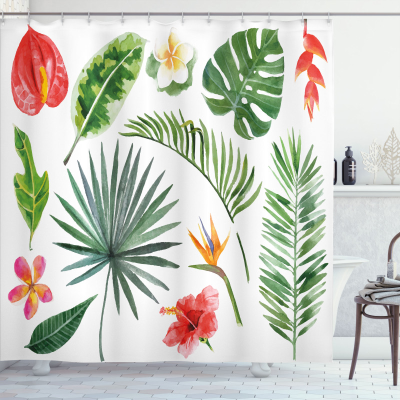 Heliconia Philodendron Shower Curtain