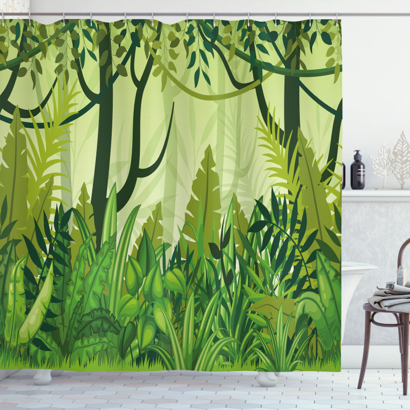 Cartoon Rainforest Shower Curtain