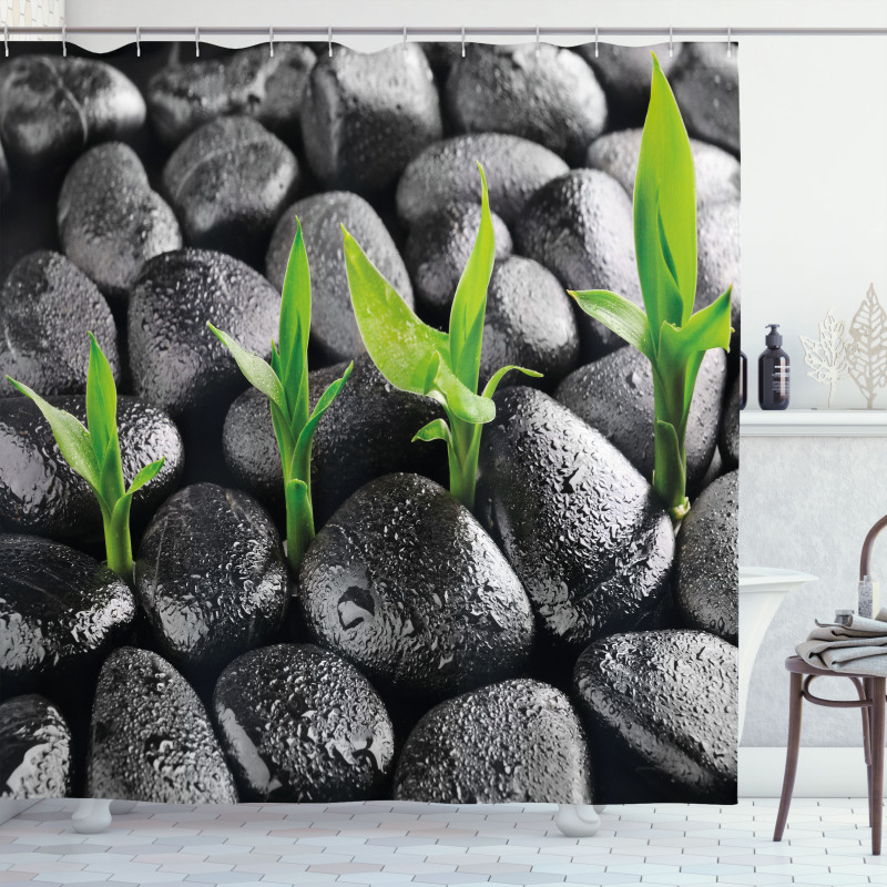 Basalt Stones Bamboo Shower Curtain