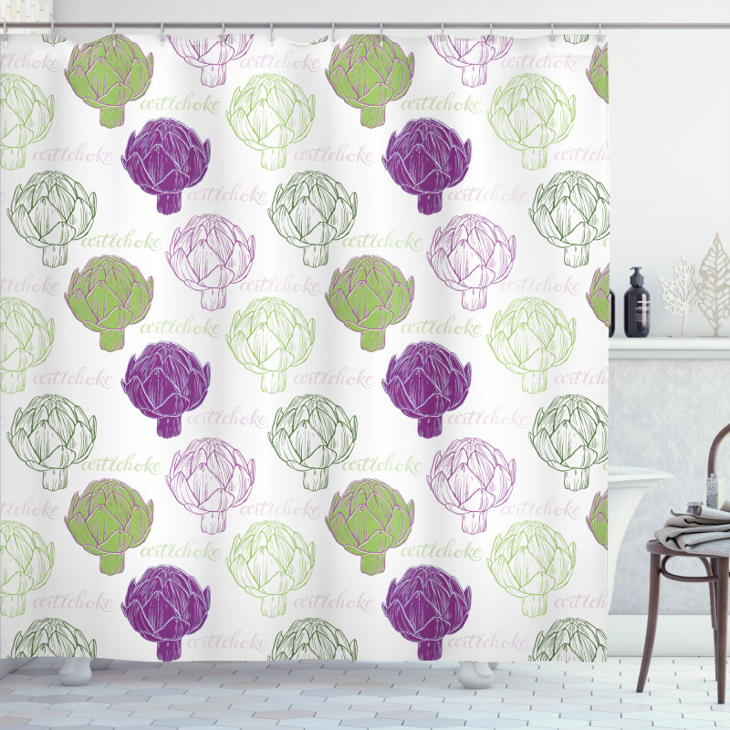 Sketch Style Food Shower Curtain
