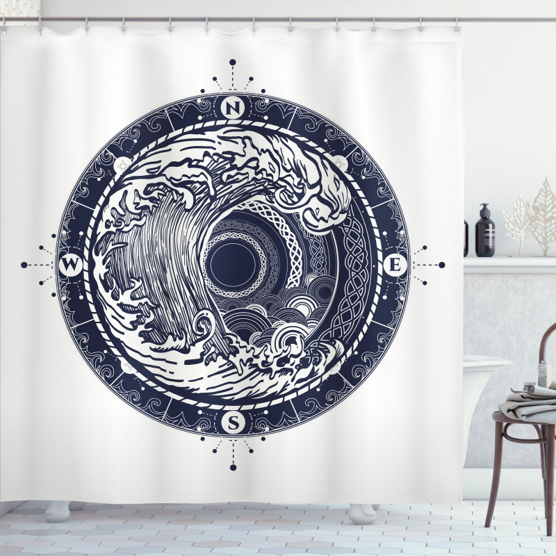 Sea Navigation Big Wave Shower Curtain