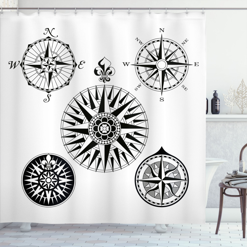 5 Windroses Angles Shower Curtain