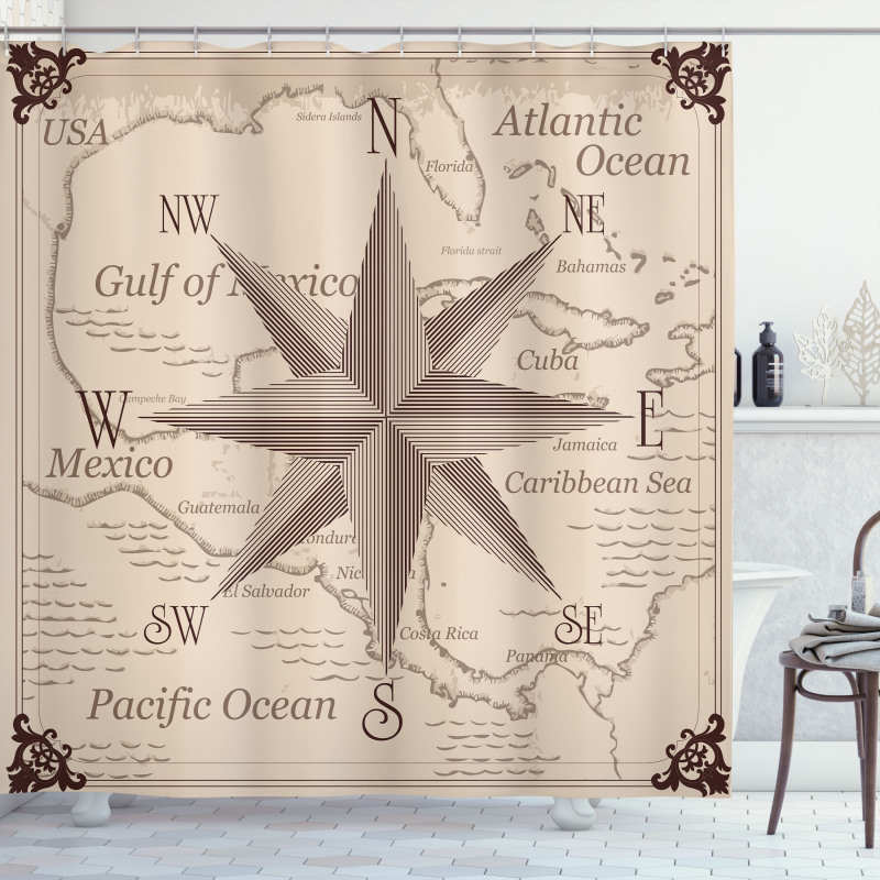 Central America Map Shower Curtain