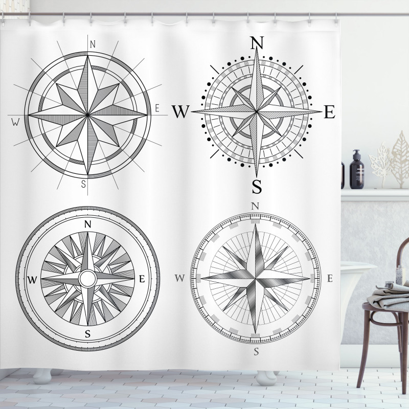 Seafaring Monochrome Shower Curtain