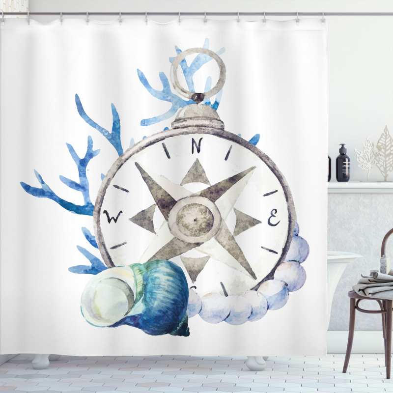 Watercolor Nautical Shower Curtain