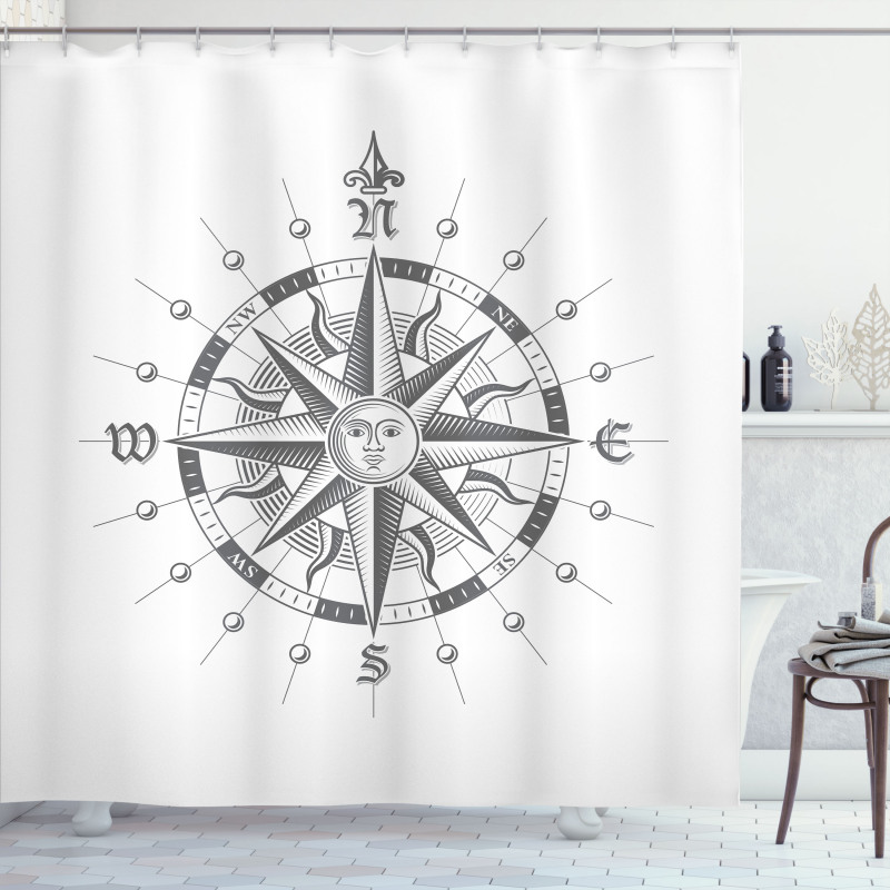 Face Sun Drawing Style Shower Curtain