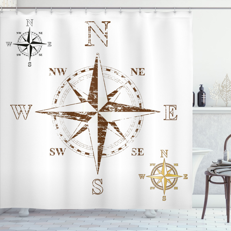 Faded Windrose Sailing Shower Curtain