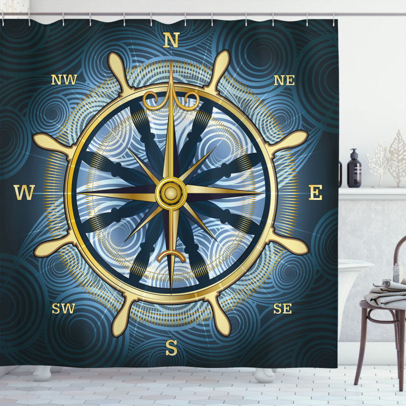 Yellow Navigation Shower Curtain