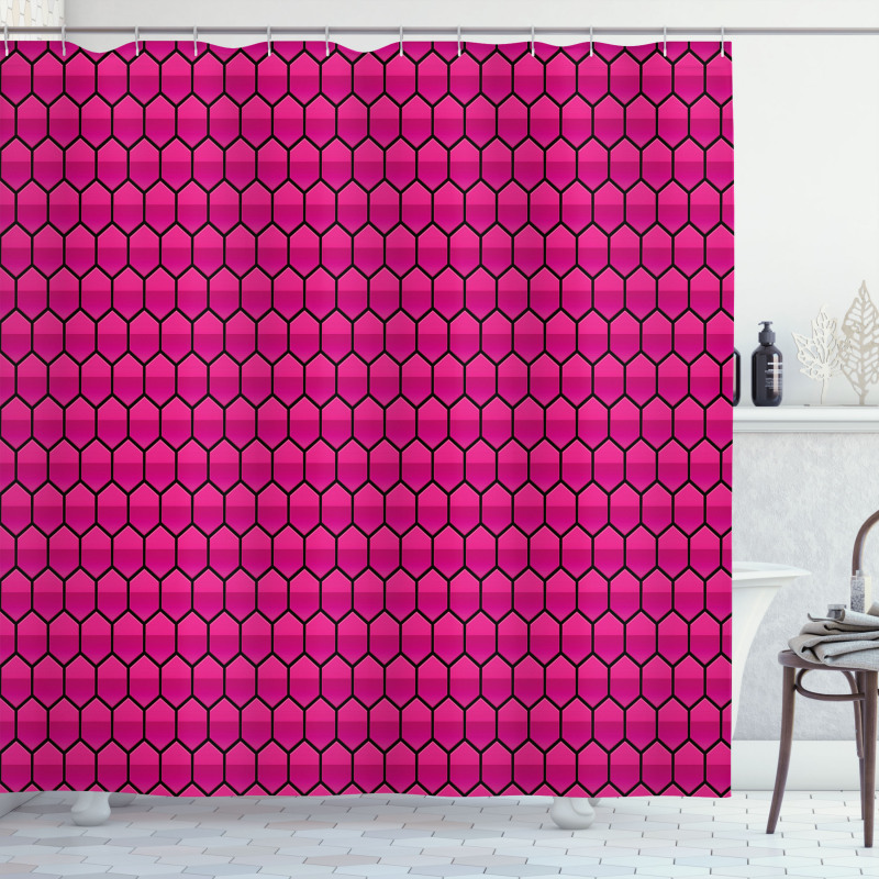 Comb Pattern Hexagonal Shower Curtain