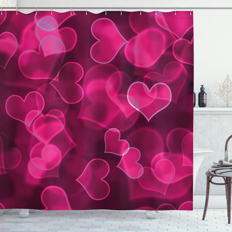 Hearts Blurry Shower Curtain