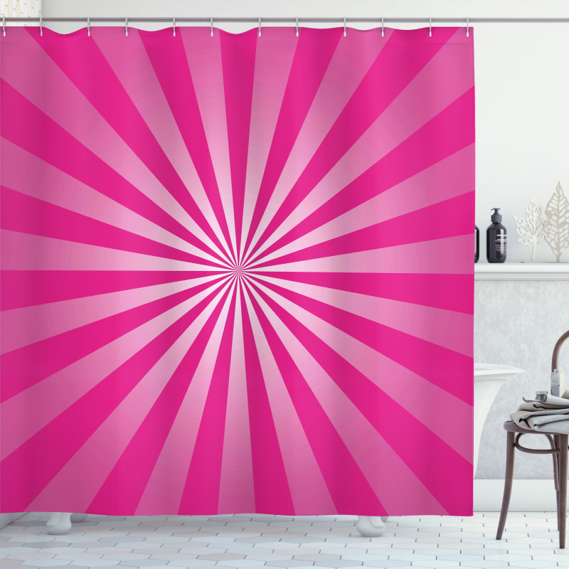 Retro Fractal Stripes Shower Curtain