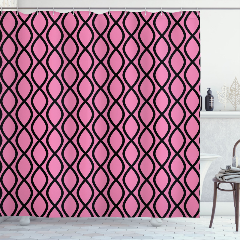 Wavy Lines Feminine Shower Curtain