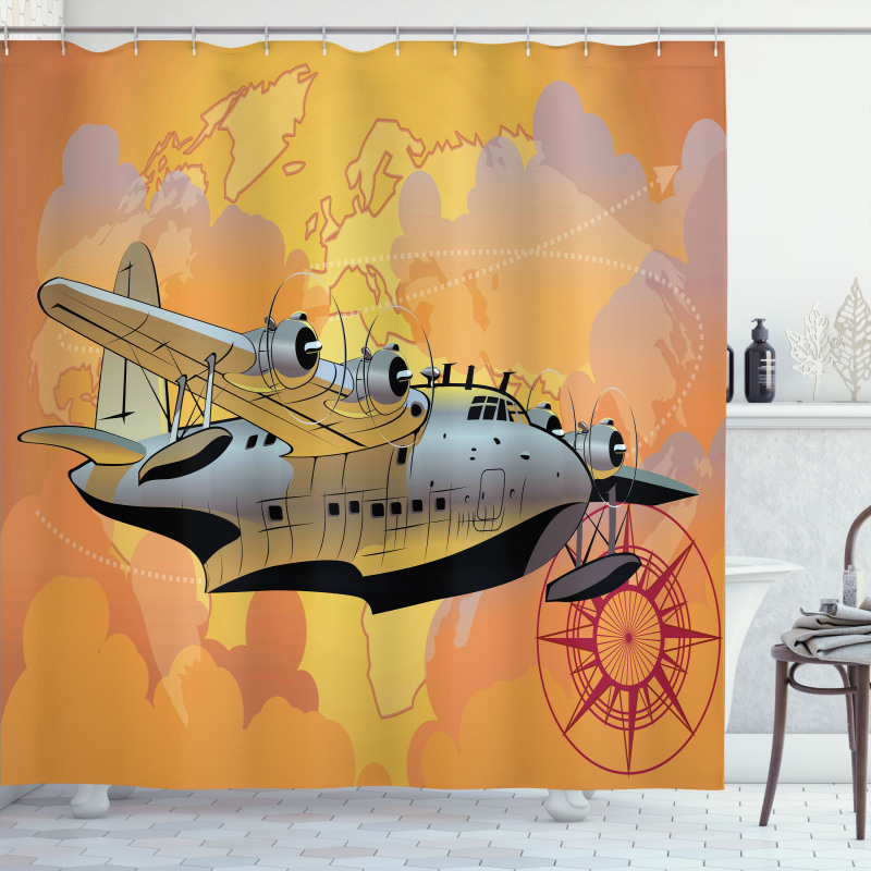 Retro Seaplane Shower Curtain