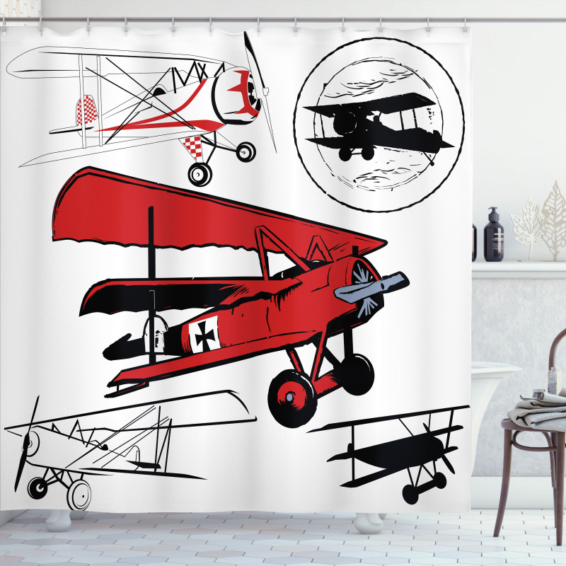 Biplanes Set Shower Curtain