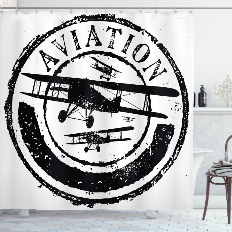 Aviation Retro Shower Curtain