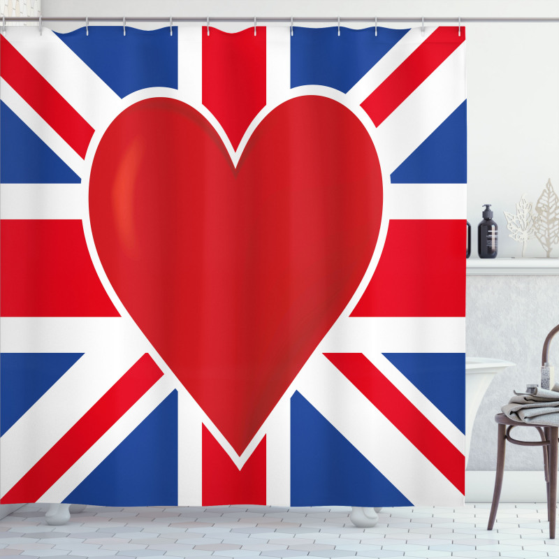 Flag Big Red Heart Shower Curtain