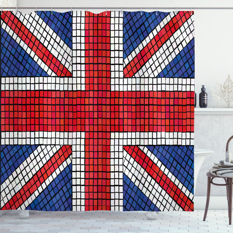 Mosaic British Flag Shower Curtain