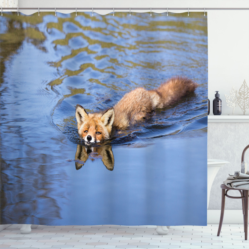Fox Swimming in River Shower Curtain