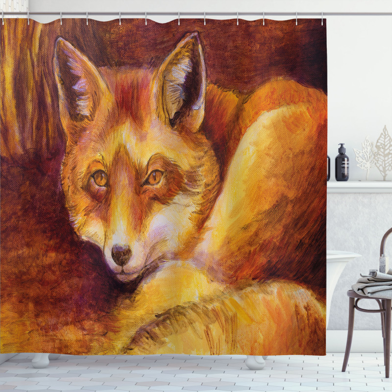 Vibrant Art Fox Resting Shower Curtain