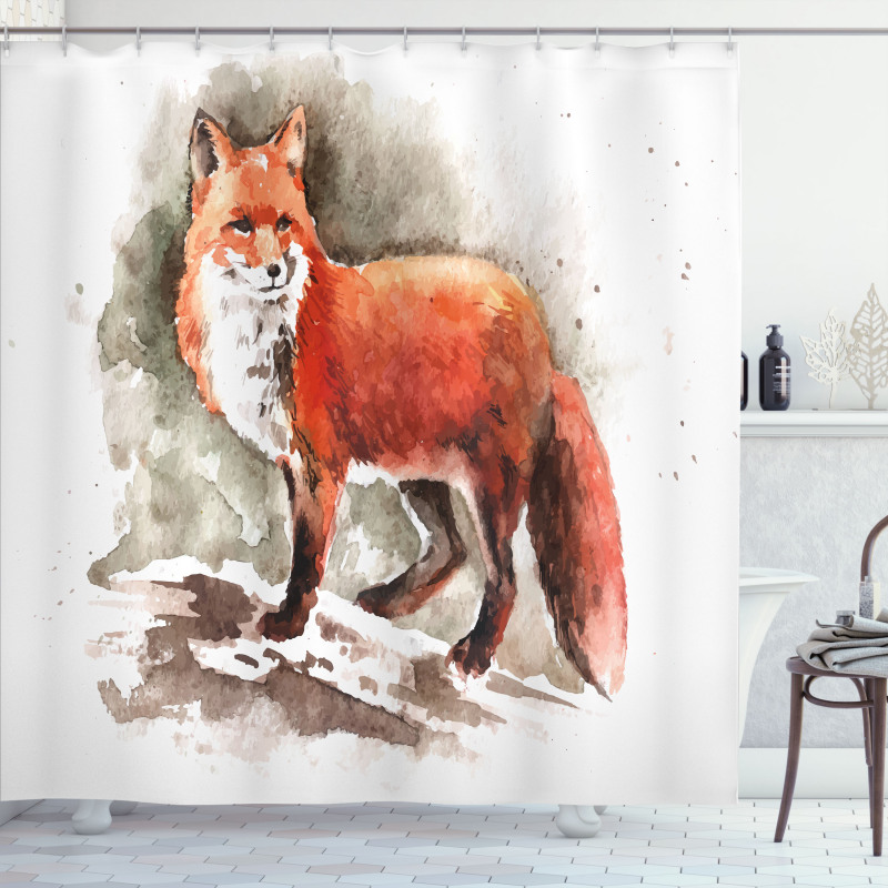 Watercolor Bushy Tail Tod Shower Curtain