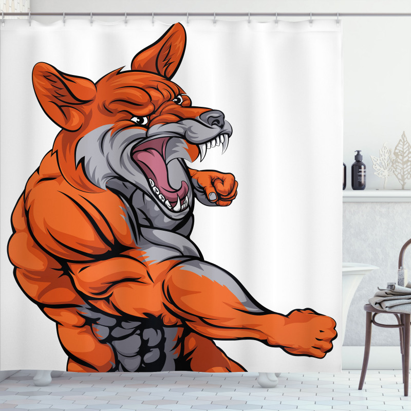 Muscular Sports Fox Mascot Shower Curtain