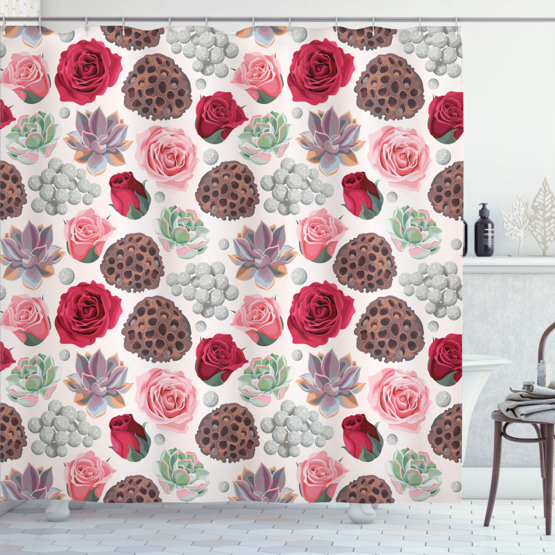 Lotus Pot Roses Agave Shower Curtain