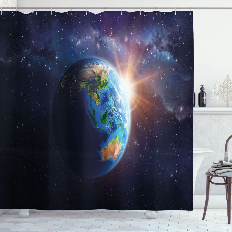 Face of Earth in Space Shower Curtain