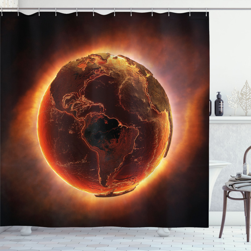 Vivid Burning Earth Heat Shower Curtain