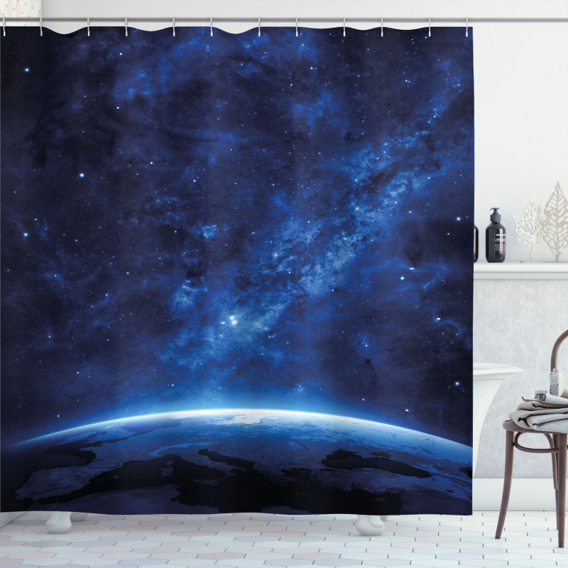 Earth View Cosmic Night Shower Curtain