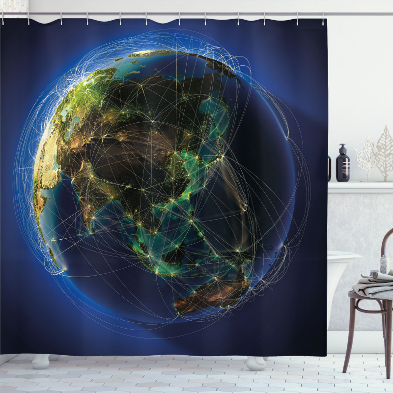 Earth Lines Navigation Shower Curtain