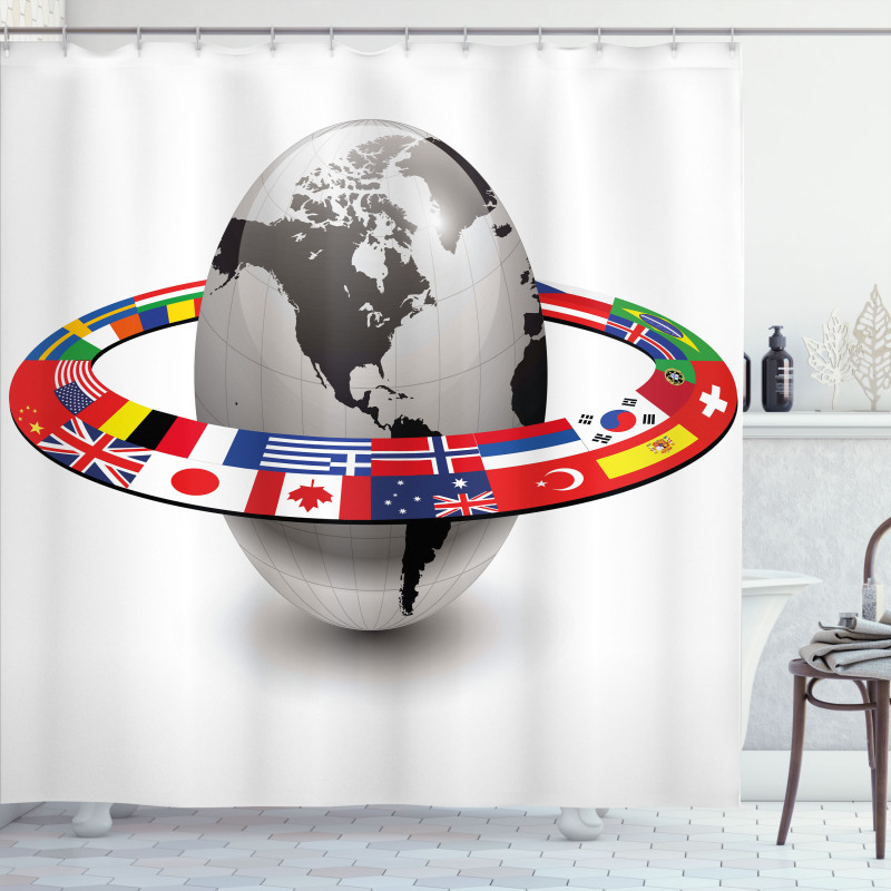 Orbit of National Flags Shower Curtain