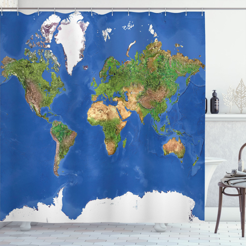 Continents Vegetation Shower Curtain