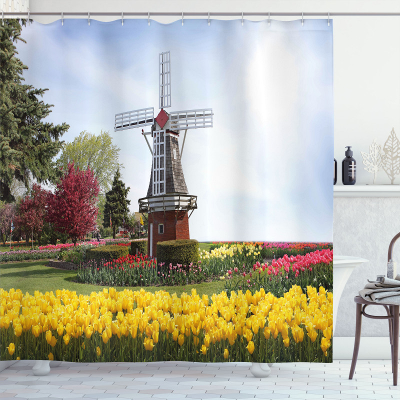 Serene Garden Tulips Shower Curtain