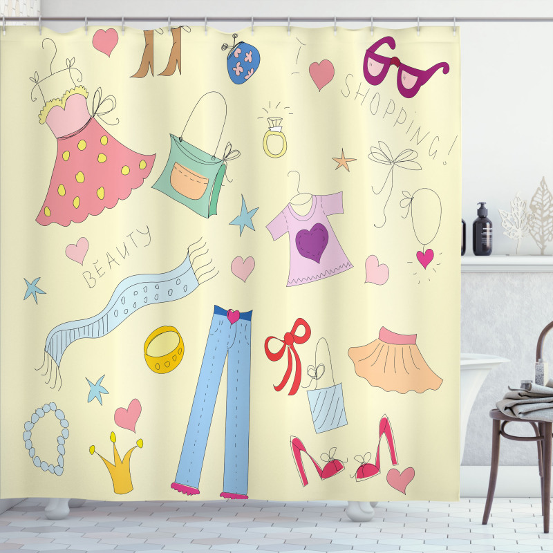 Doodle Items Shower Curtain