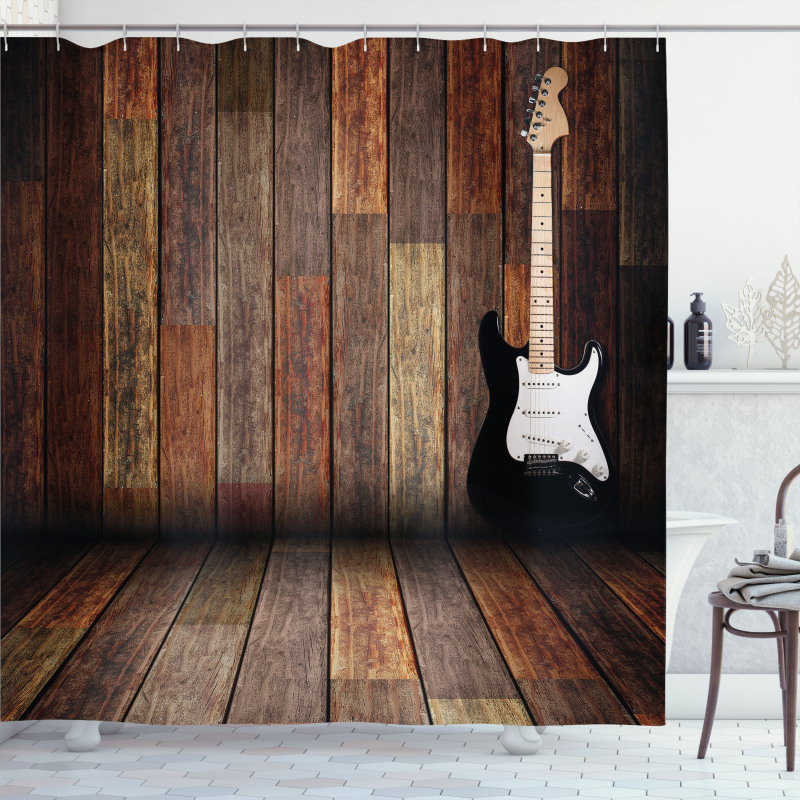 Guitar Wood Room Shower Curtain