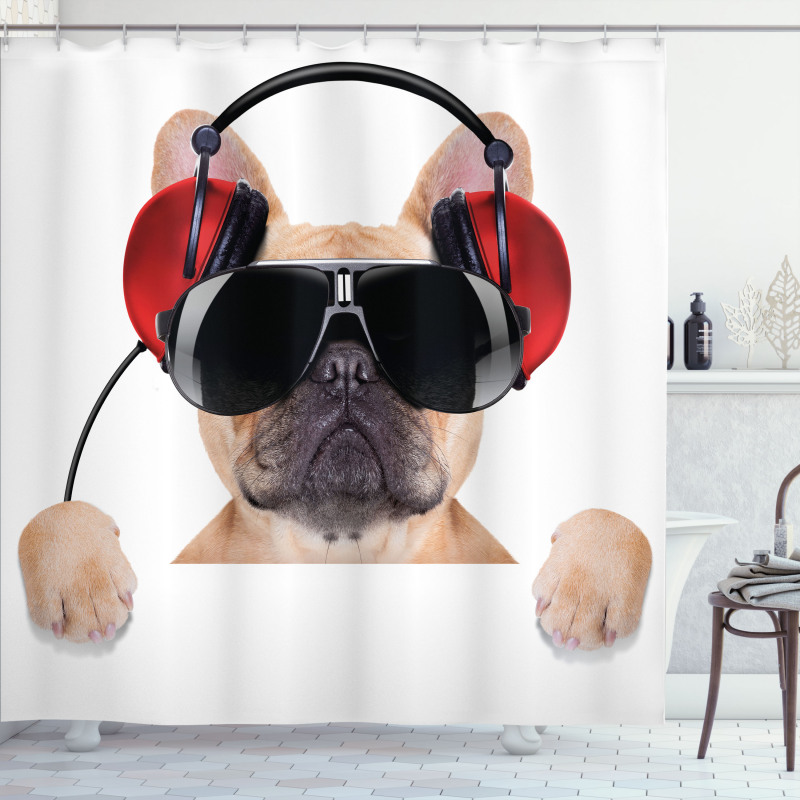 DJ Bulldog Music Shower Curtain