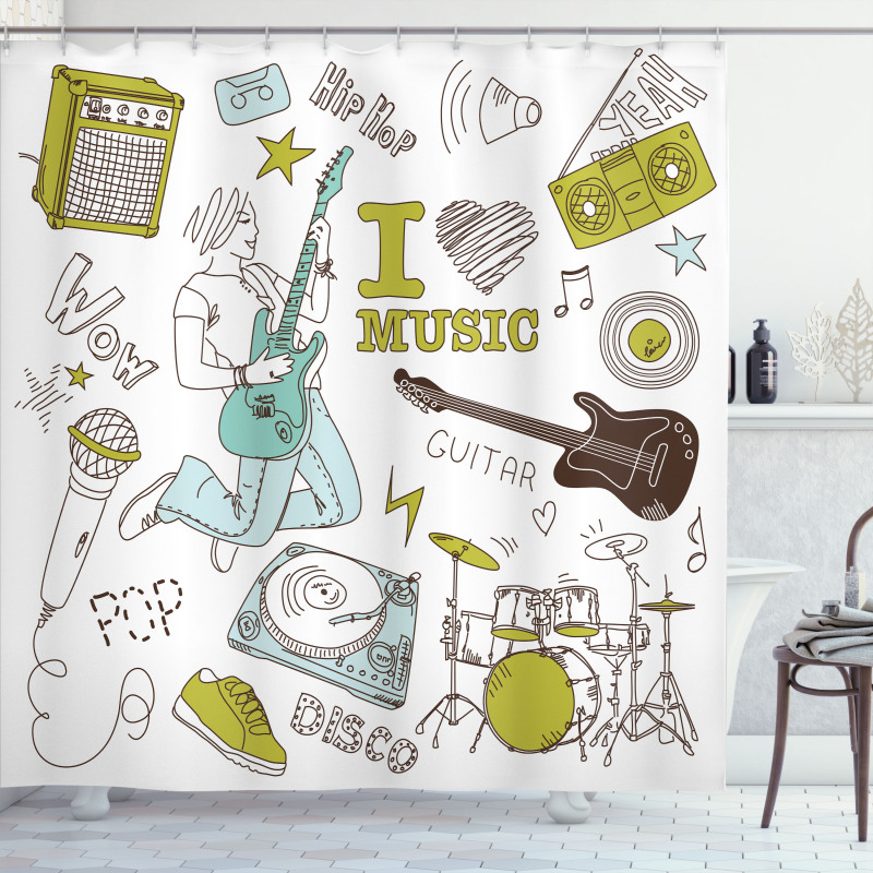 Love Music Sketch Shower Curtain