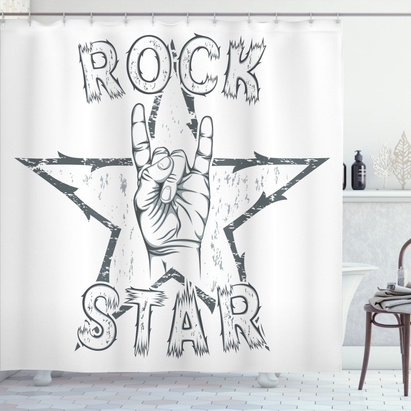 Rock Star Gesture Shower Curtain