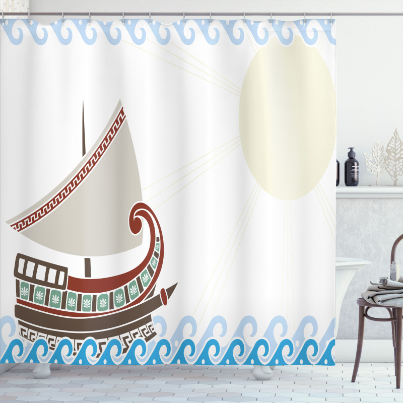 Ornate Greek Ship Shower Curtain