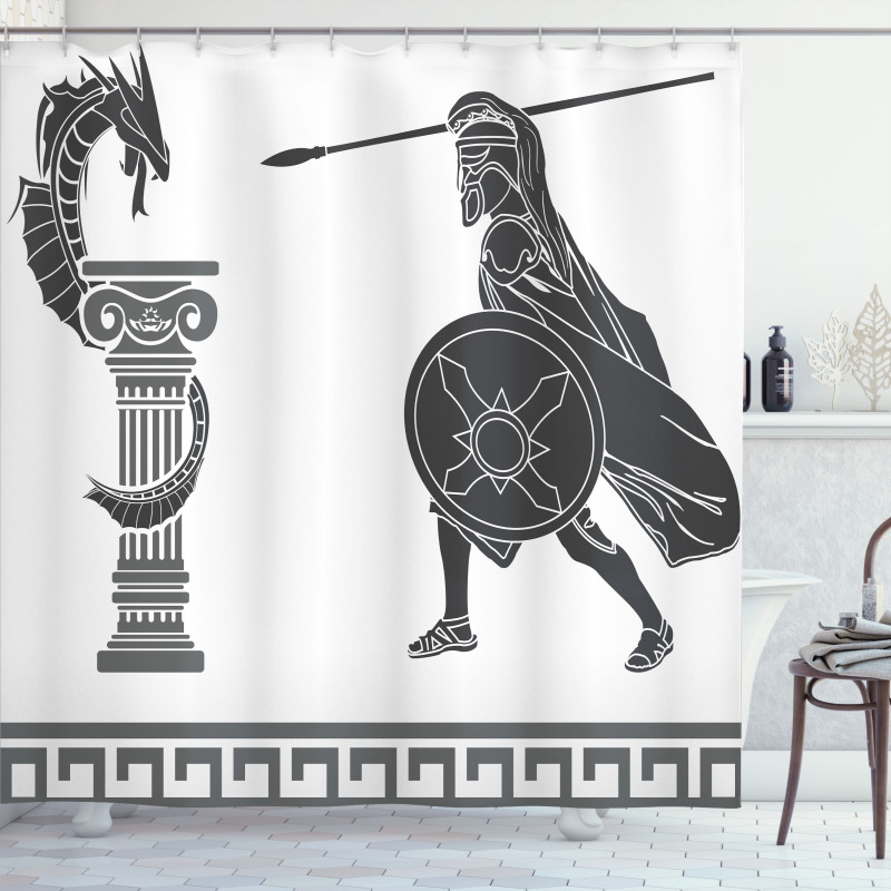 Hero and Dragon Myth Shower Curtain