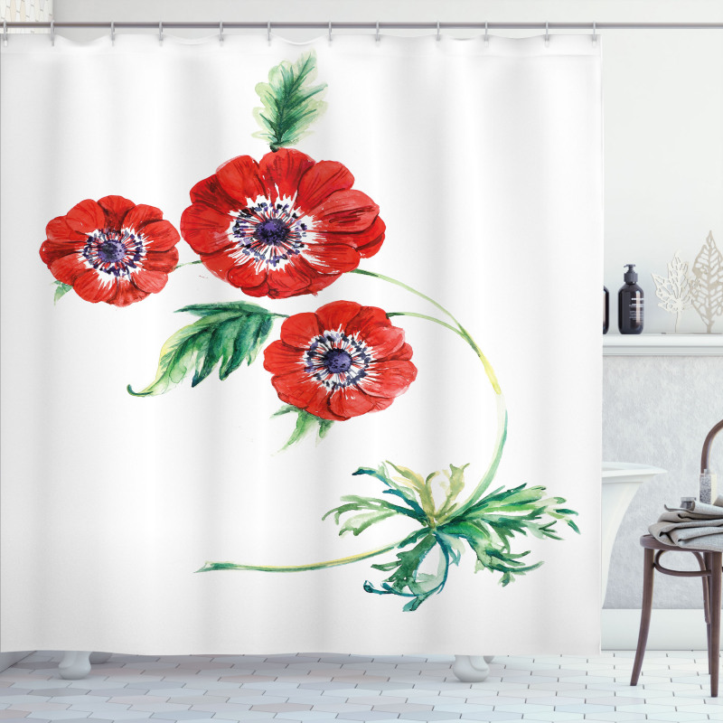 Red Watercolors Shower Curtain