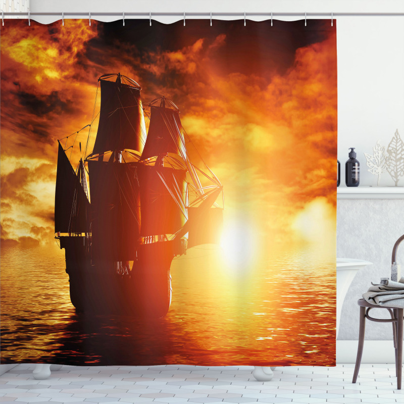Ship Sunset Shower Curtain
