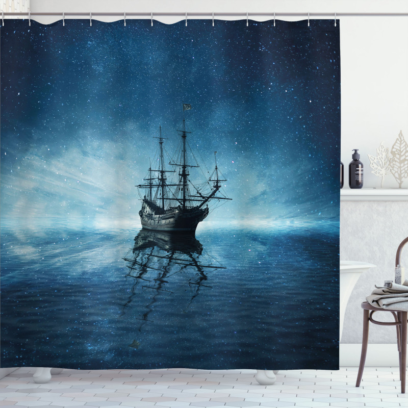 Night Sky Ocean Shower Curtain