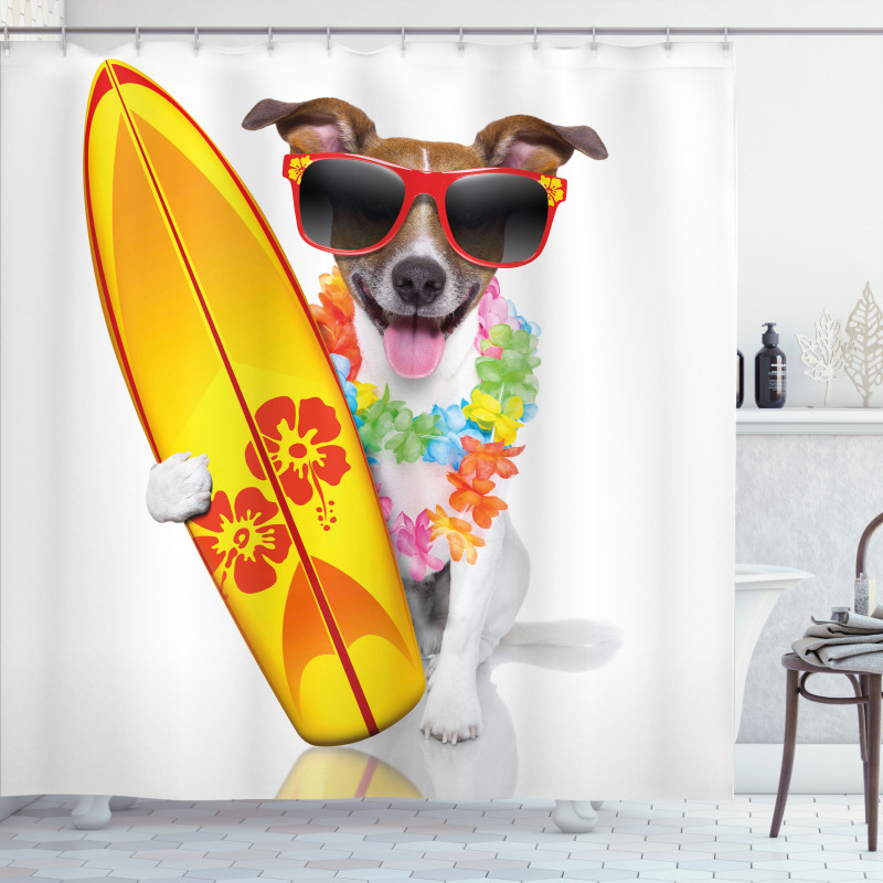 Surf Dog Glasses Shower Curtain
