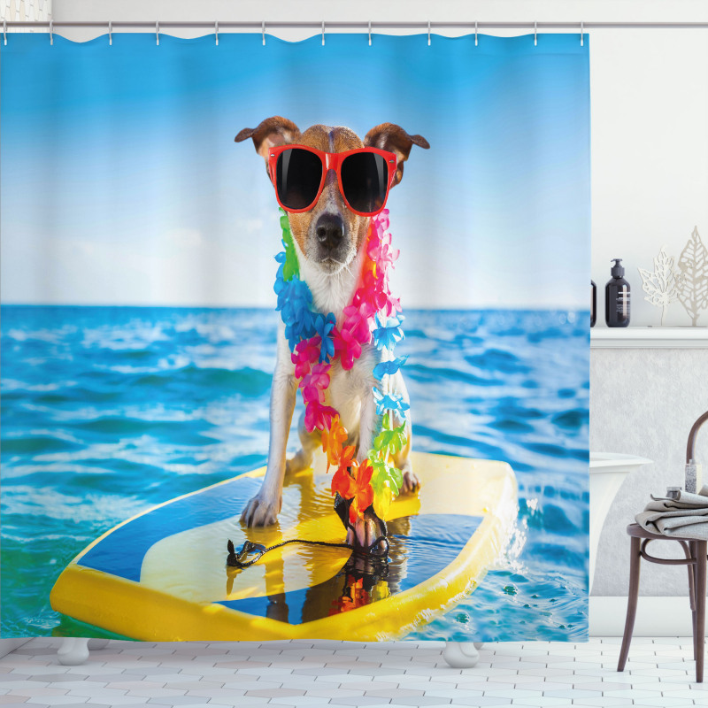 Dog in the Ocean Shower Curtain