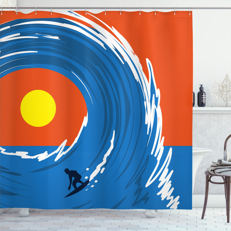 Man Giant Waves Shower Curtain
