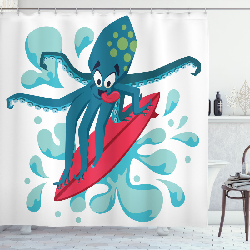 Surfer Octopus Shower Curtain