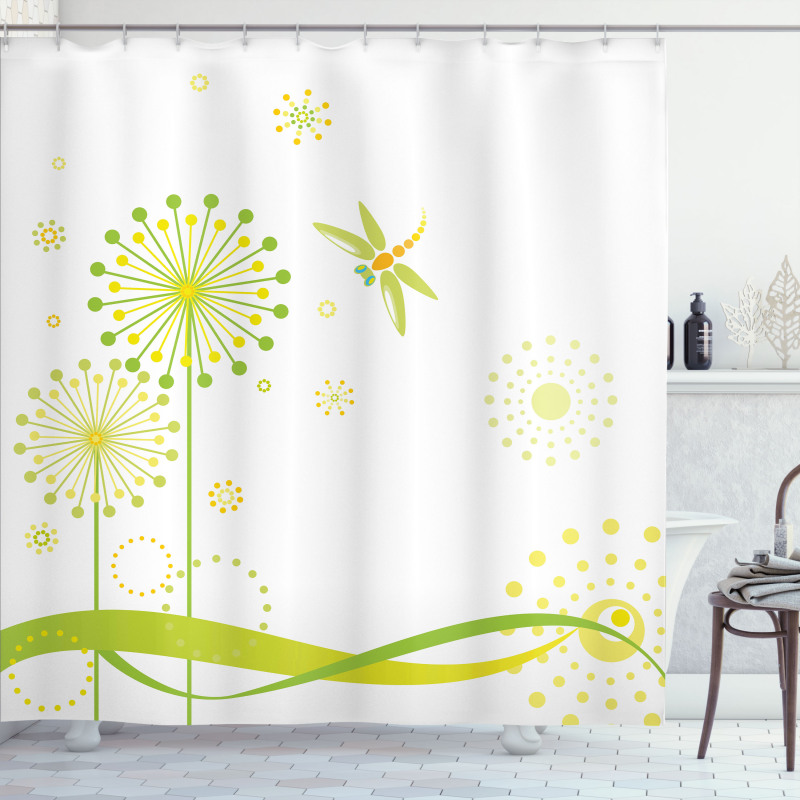 Spring Dandelion Art Shower Curtain