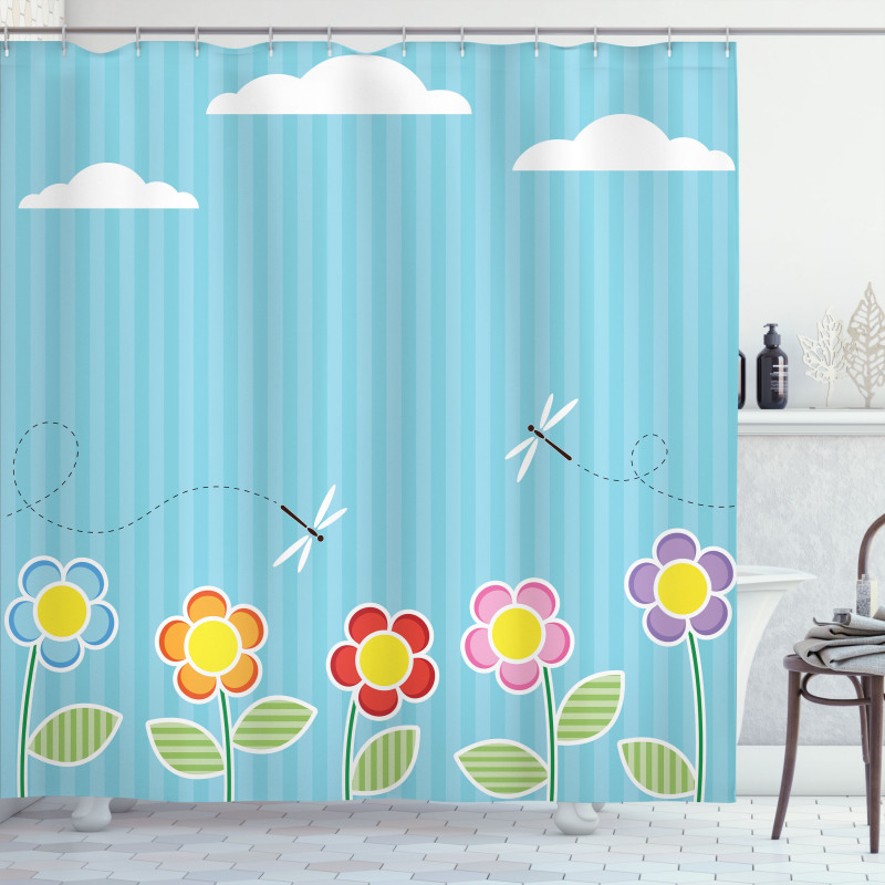 Daisy Bloom Cartoon Shower Curtain