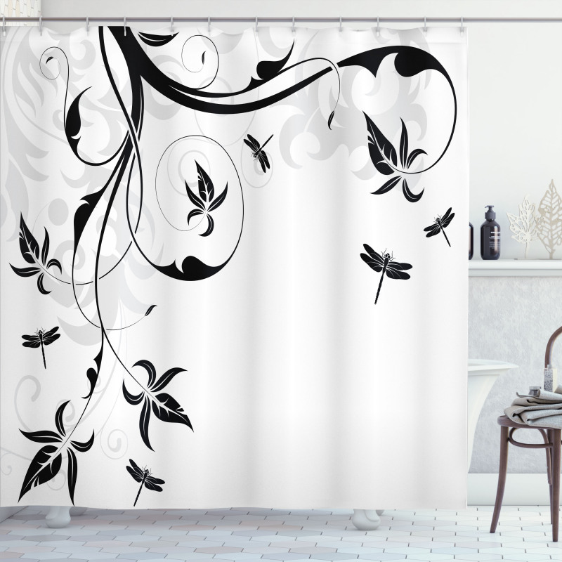 Damask Curl Leaves Shower Curtain